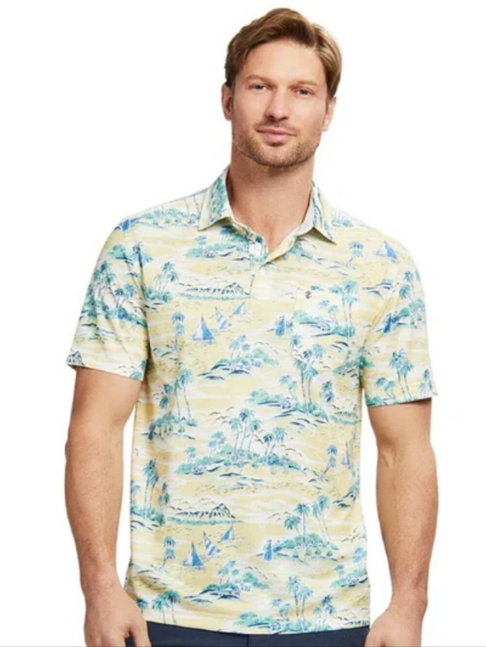Izod Sunshield Perform Print  Men's Golf Polo Short Sleeve Top